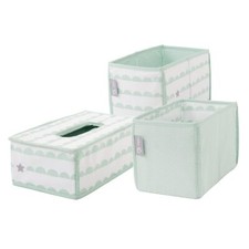 Boites en Tissu pour Soins Bébé "Happy Cloud" - 2 Paniers de Rangements + 1 D...
