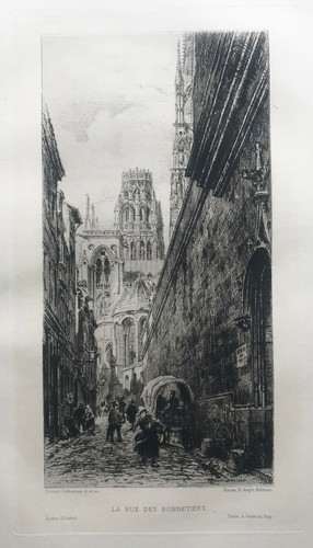 Gravure rouen rue - rue, des