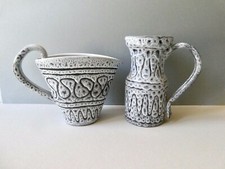 2 vases, pichets en céramique, signé Jean Austruy, Vallauris, vintage, 1960