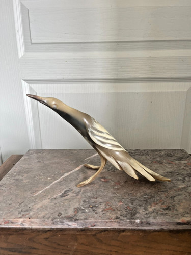 Ancien sculpture oiseau grue - oiseau,