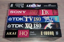 * Lot de 5 Cassette Video VHS Vierge 180 NEUF SOUS BLISTER E180 ( TDK SONY AKAI