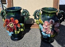 Paire grands vases barbotine