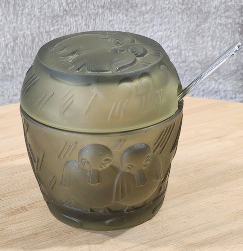 Ancien moutardier verre couple - verre,