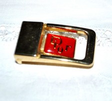 Boucle de ceinture vintage DIOR en métal doré et émaillé rouge 1970-1980