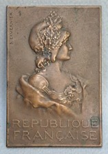MEDAILLE EN BRONZE DE LA MARIANNE ART NOUVEAU DE SERAPHIN EMILE VERNIER 1910