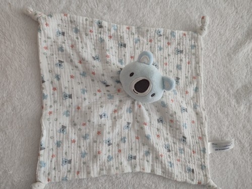 Doudou plat koala bleu - koala,
