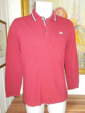 Polo coton épais bordeaux LACOSTE DEVANLAY  t.3 S/M manches longues