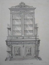 Buffet 2 Corps genre Néo-Grec GRAVURE le MAGASIN de MEUBLES V. QUETIN XIXéme
