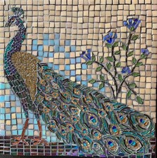 Paon en mosaique de verre  sur