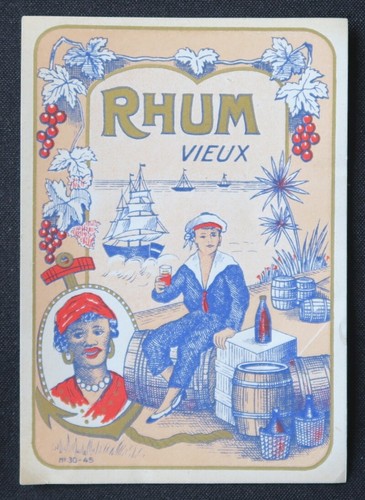 Ancienne étiquette rhum - ancienne, vieux