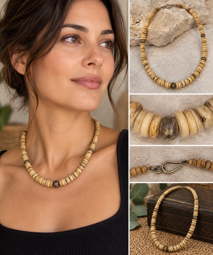 Collier africain vintage os - collier,