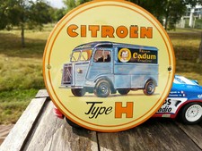 Superbe Plaque émaillée Citroën type H ronde,bombée diametre 15cm,neuve