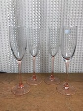 4 flûtes à champagne vintage Luminarc en verre rose et transparent
