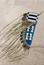 Couvre-couteaux en perles indigènes fourreau de couteau en cuir rouge Indiens...