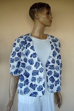 VESTE D ETE CHEMISIER  BLANC & BLEU MARINE IMPRIME COQUILLAGE NEUVE T40/42/44 