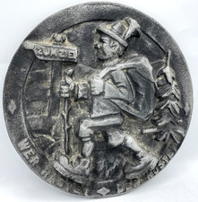 Heavy vintage german black forest cast iron plate or sign Mid-1900's hiking