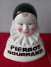 Joli  Présentoir à sucettes  Pierrot Gourmand   en céramique