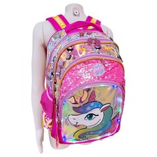 Unicorne Rose Sac D'École Primaire Loisirs Camping Fille 46x34x20cm