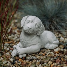 Figurine en pierre chien Labrador H.24 cm 40 x 20 cm gris 12 kg béton blanc r...