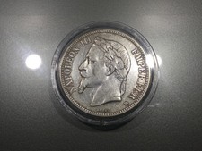 5 Francs Argent Napoléon III Tête Laurée - 1867 BB (Strasbourg) 900% - état TTB