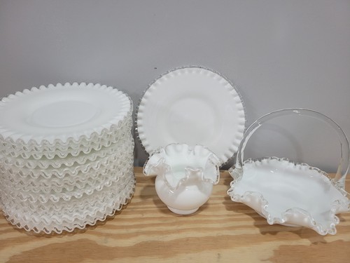Fenton silver crest white - silver, milk