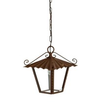 Lanterne Lampe CORTEN Rouille D'Extérieur En Fer Forgé Et Chaîne 30 X 30