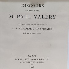 ÉDITION ORIGINALE PAUL VALÉRY - Discours à l'Académie française 1928