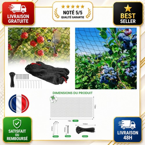 Filet anti oiseaux 5x15 - filet,