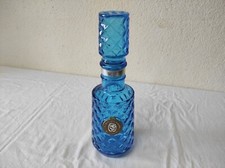 Ancien Flacon d'eau de toilette vide Bleu 27cm de haut