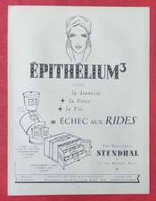 PUBLICITE de PRESSE: Echec aux Rides EPITHELIUM Stendhal  CLARIT ST GOBAIN 1954