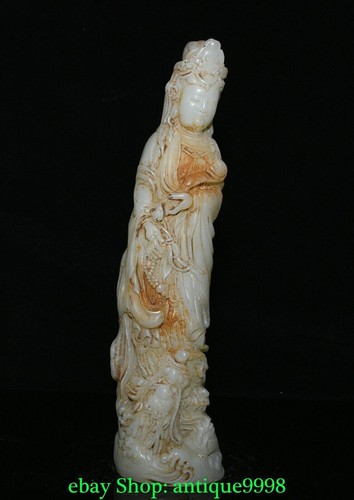 Old white jade - 10'', kwan-yin