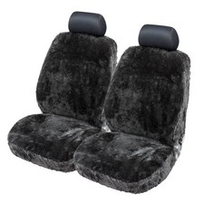 Housses En Peau D'agneau Automobile De Siège Mouton Couverture Fourrure noir
