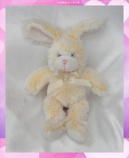 Doudou Peluche Lapin Jaune Poils Longs Noeud Satin Gipsy