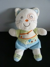*. DOUDOU PELUCHE NICOTOY CHAT blanc vert bleu orange voiture auto ETAT NEUF*