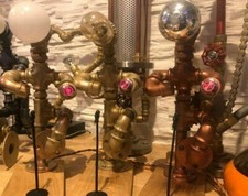 lampe steampunk unique Industrielle Vintage Retro " The Singer" ARTISANALE PIPE