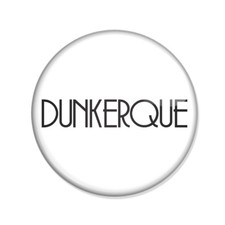 Badge DUNKERQUE texte Noir sur fond BLANC Dunkirk dynamo nord 59 carnaval Ø25mm.