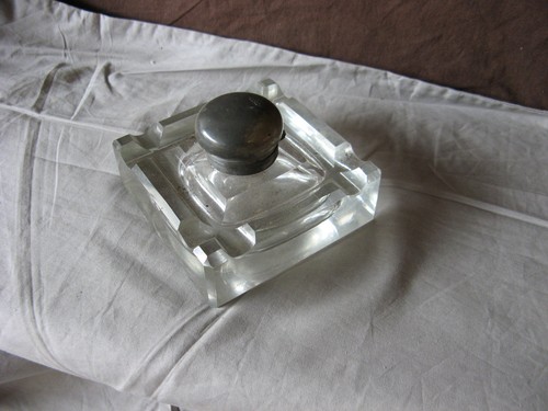 Ancien encrier cristal et - en,