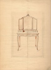 Dessin drawing - projet coiffeuse style Louis XVI - HOUSSEAU - Ameublement
