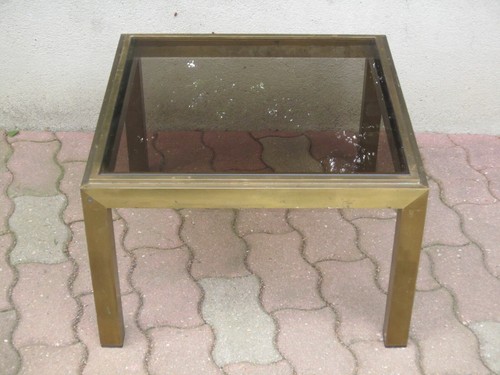 Table basse laiton carrée - table,