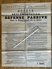 France WW2 Affiche 70x55 Paris 1941 Defense Passive Poster Occupation