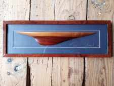 DEMI COQUE BATEAU BOIS ANCIENNE Cadre Signé Class J Vintage Déco Maritime 