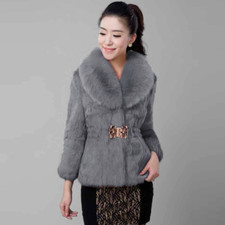 Femme Faux Fox Fourrure Veste Extérieur Moelleux et Haut Lapin Hiver Élégant New