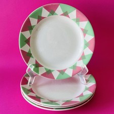 4 Assiettes à dessert vintage Sarreguemines et Digoin Arlequin 20.5 cm