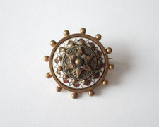 Antique émail broche rond - broche,