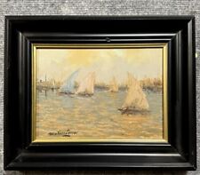 Molina Ferrer: tableau huile sur panneau figurant une marine aux voiliers