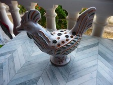 emile tessier malicorne céramique zoomorphe pique fleur coq