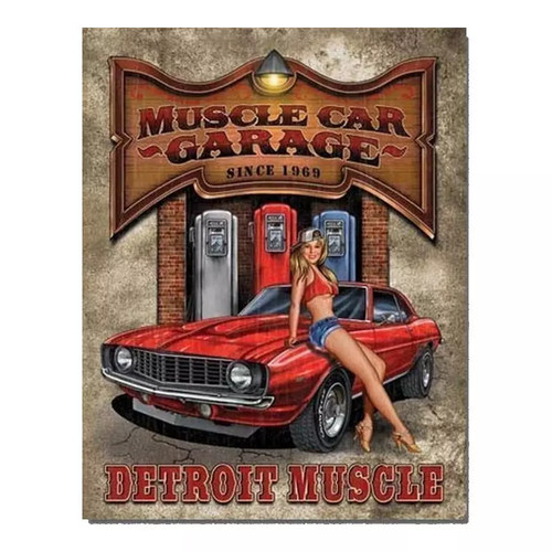 Plaque métal muscle garage