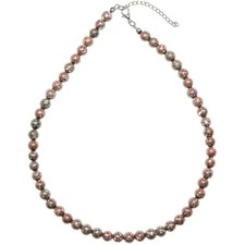 Collier en porphyre impérial rouge - Perles rondes 8 mm - 46 cm