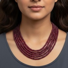 5 Strand Naturel Rubis Collier