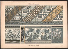 1900 Lithographie Art nouveau Ornementation moderne Fleurs Décoration